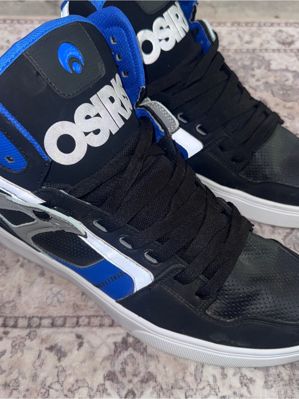 Vintage Osiris Clone Skate Shoes Size 13 Black/White/Blue RARE OG Skateboarding